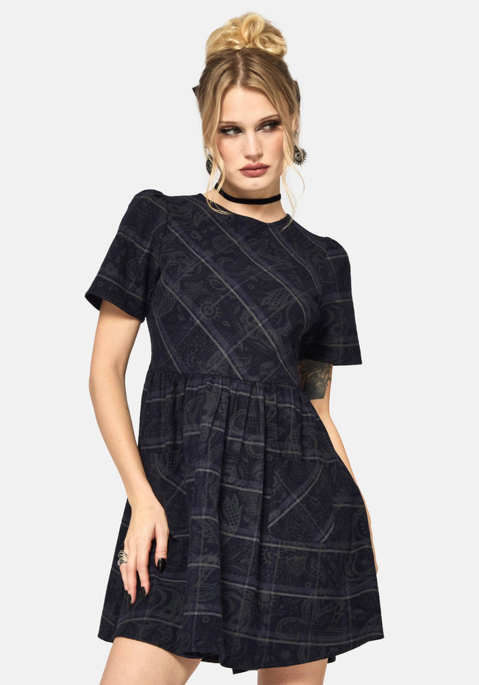 Plaith Blue Check Mini Smock Dress