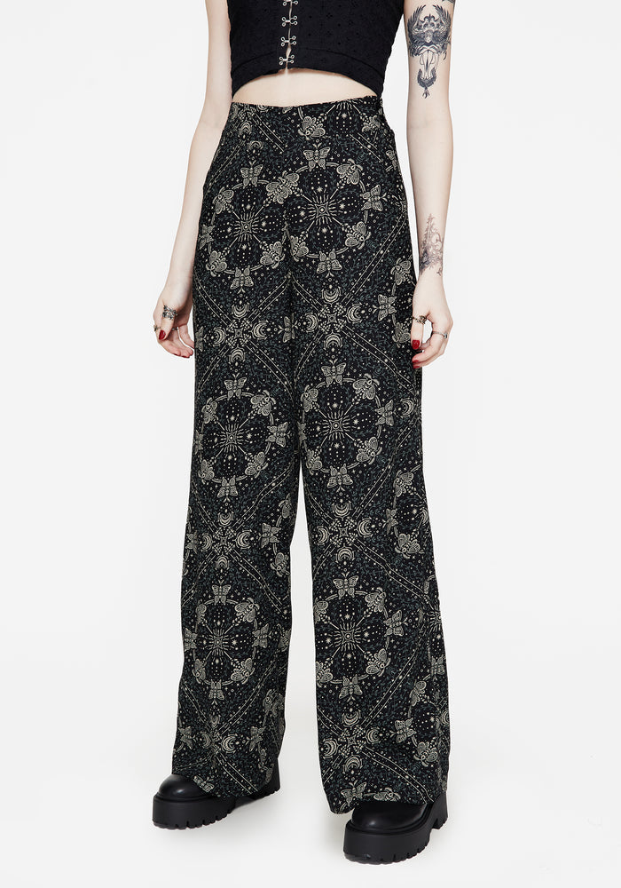 Poem Moth Printed Wide Leg Trouser UK10