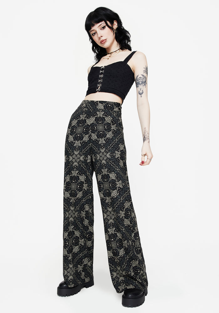 Poem Moth Printed Wide Leg Trouser UK10