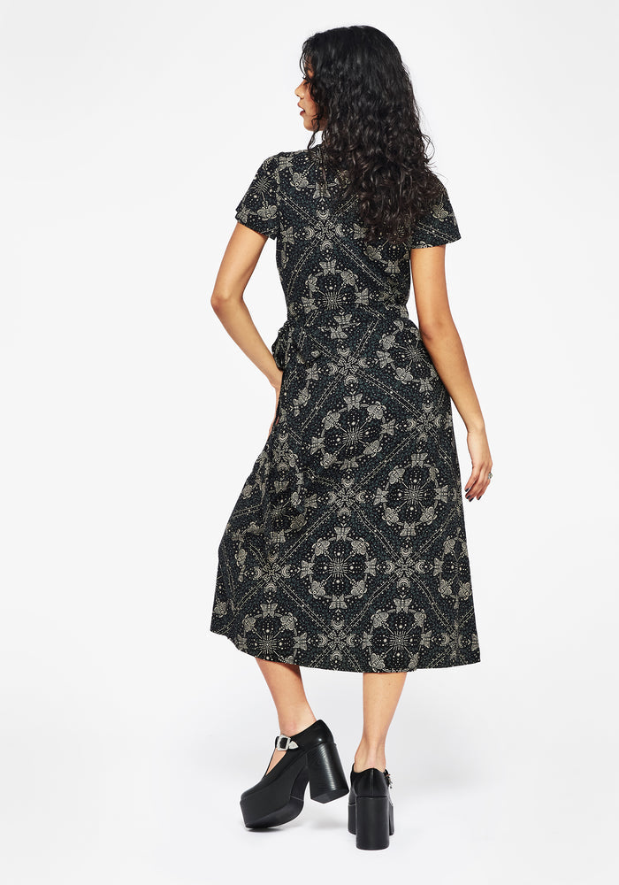 Poem Moth Printed Wrap Midi Dress