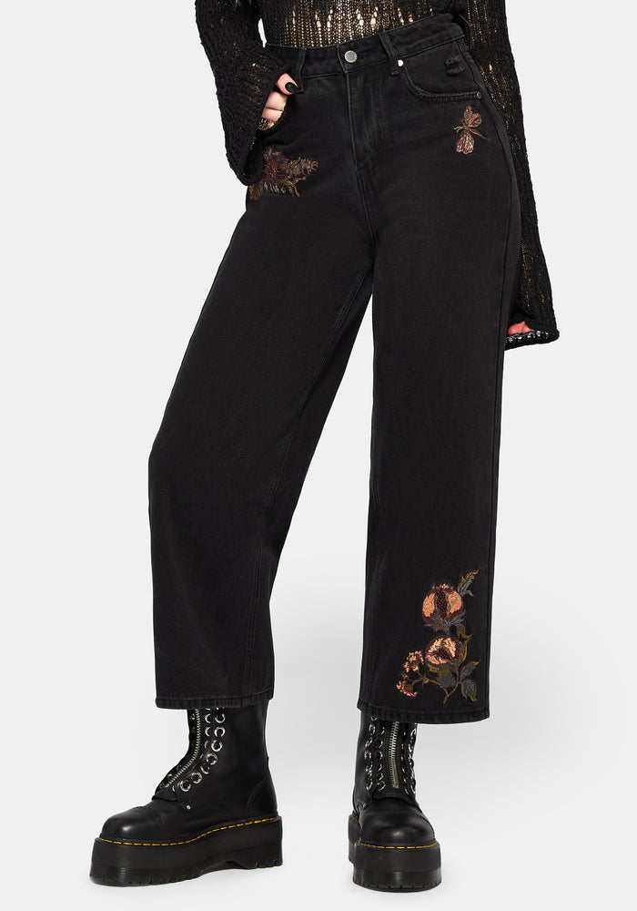Poison Eden Embroidered Denim Culotte 24" / US 2