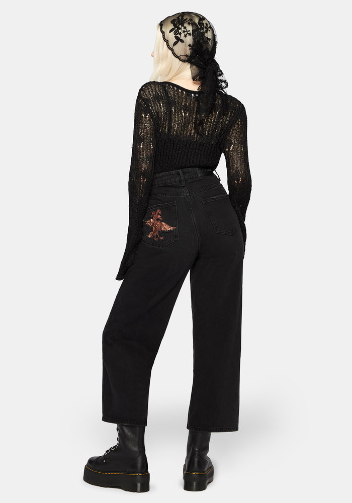 Poison Eden Embroidered Denim Culotte 24" / US 2