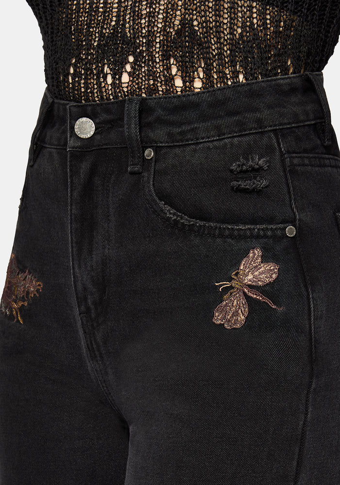 Poison Eden Embroidered Denim Culotte 24" / US 2