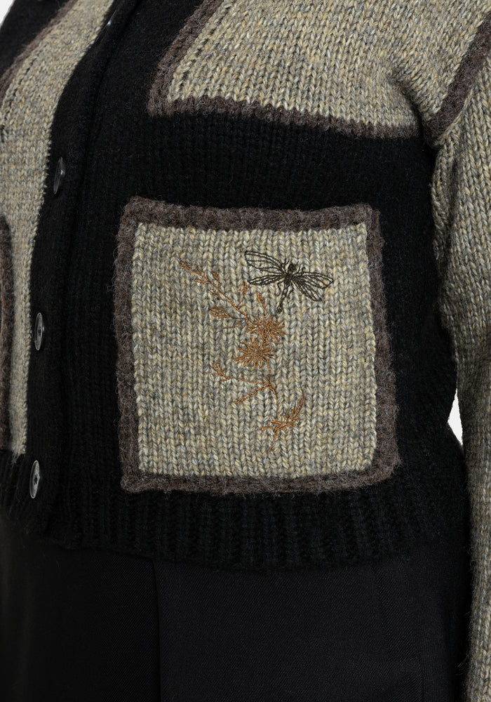 Polly Collared Patch Embroidered Knit Cardigan