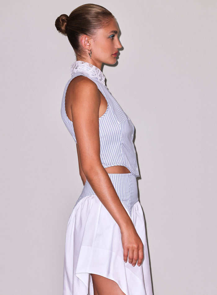 Poplin Bib Top-east hampton stripe