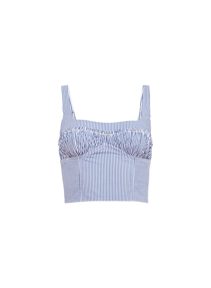Poplin Bustier Top-oxford stripe-flat