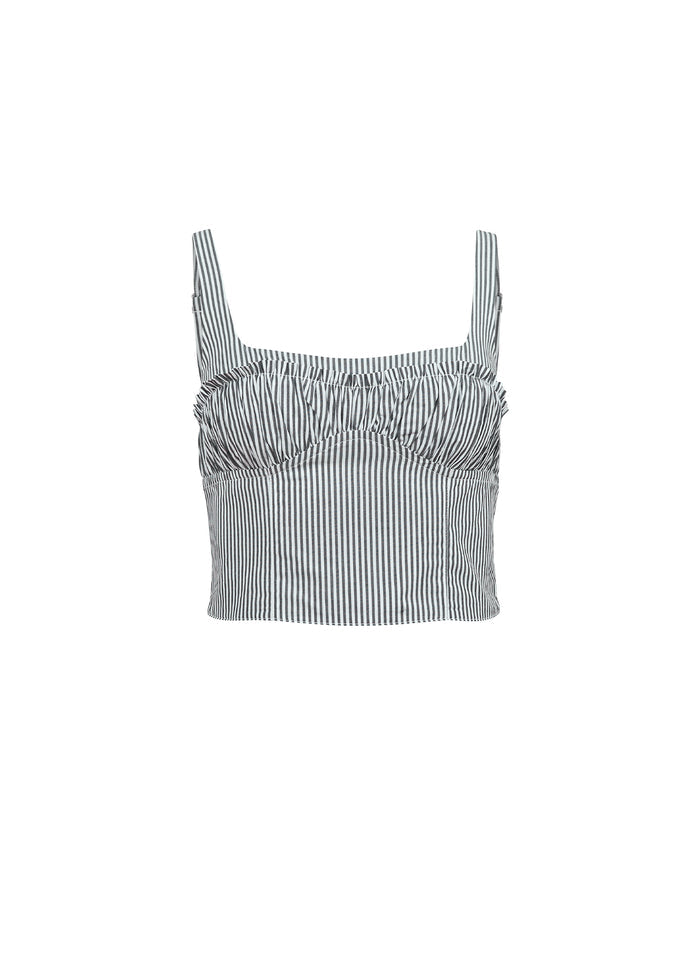 Poplin Bustier Top-black stripe