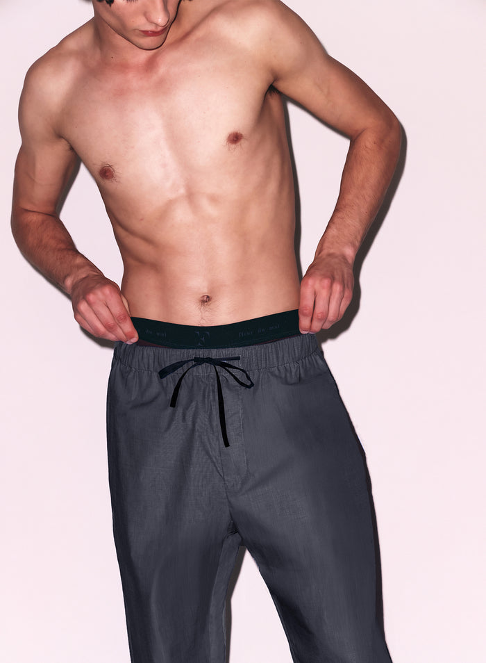 Poplin PJ Pant-black smoke