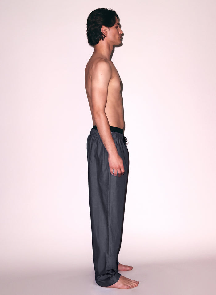 Poplin PJ Pant-black smoke