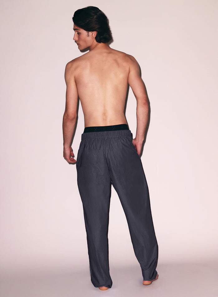 Poplin PJ Pant-black smoke-flat