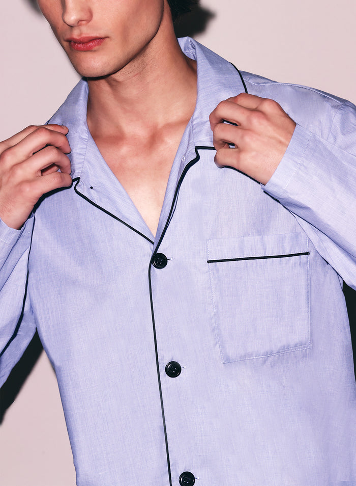 Poplin PJ Top-pacific blue