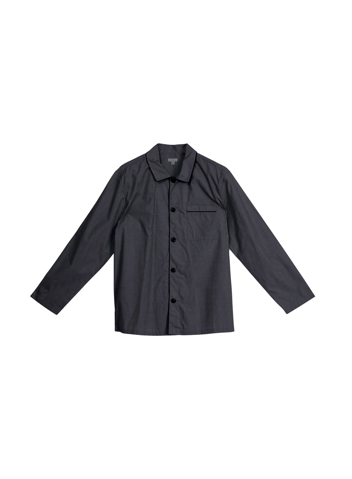 Poplin PJ Top-black smoke-flat