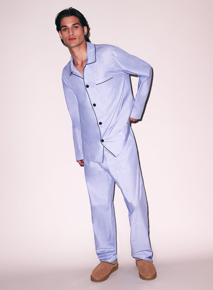 Poplin PJ Top-pacific blue