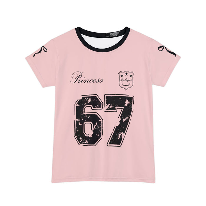 Princess 67 Pink Ringer Tee — Women's Casual Short Sleeve Shirt