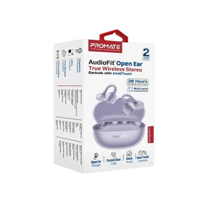 Promate AirClip-Pro Wireless Earbuds - Purple