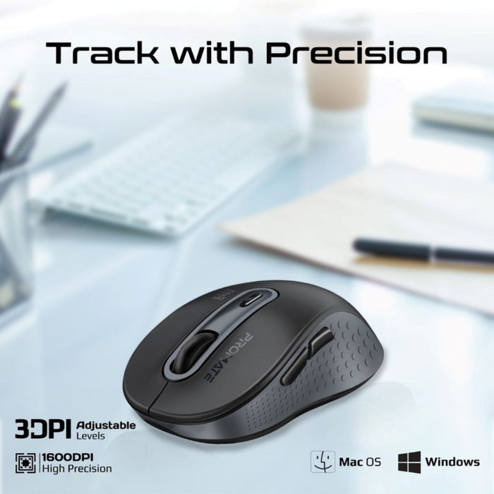 Promate Ken Dual Mode Wireless Mouse - Black