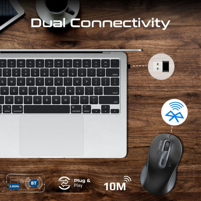 Promate Ken Dual Mode Wireless Mouse - Black