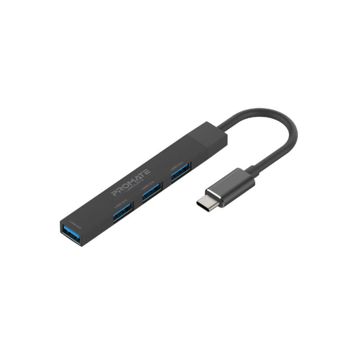 Promate LiteHub-4 4-in-1 Multi-Port USB-C Data Hub - Black