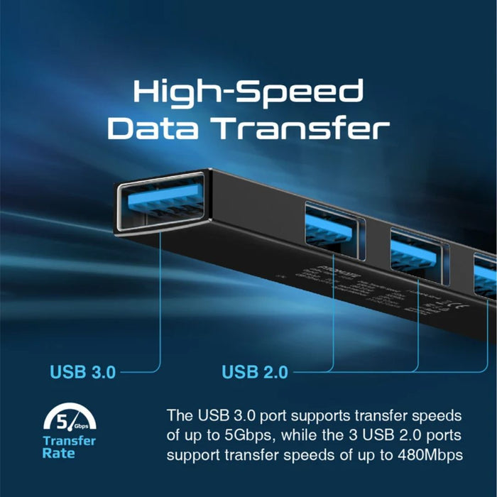 Promate LiteHub-4 4-in-1 Multi-Port USB-C Data Hub - Black