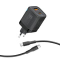 Promate PowerPort-25CC 60W USB-C 1USB-A Charger - Black