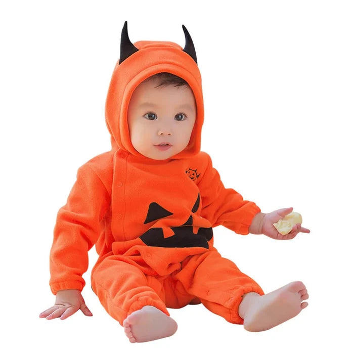 Pumpkin Hooded Baby Jumpsuit