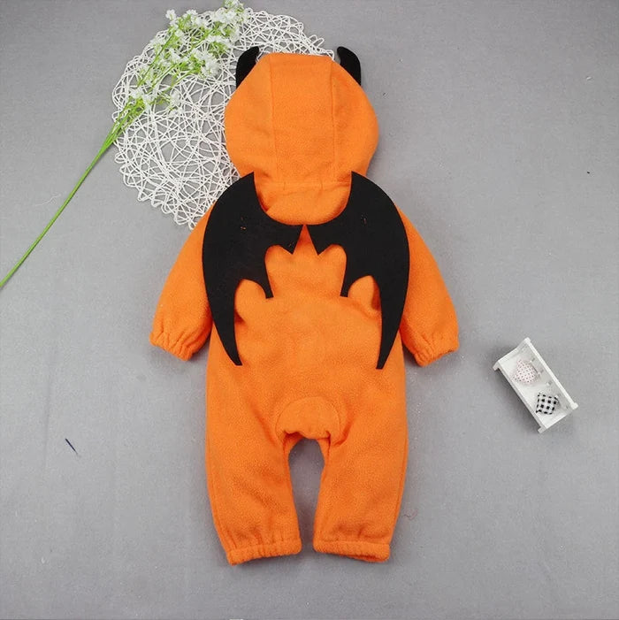 Pumpkin Hooded Baby Jumpsuit