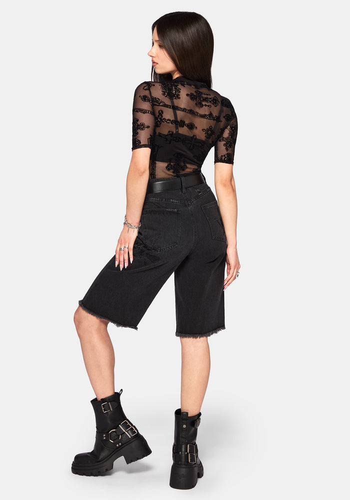 Pyra Jewel Jinx Flock Mesh Top