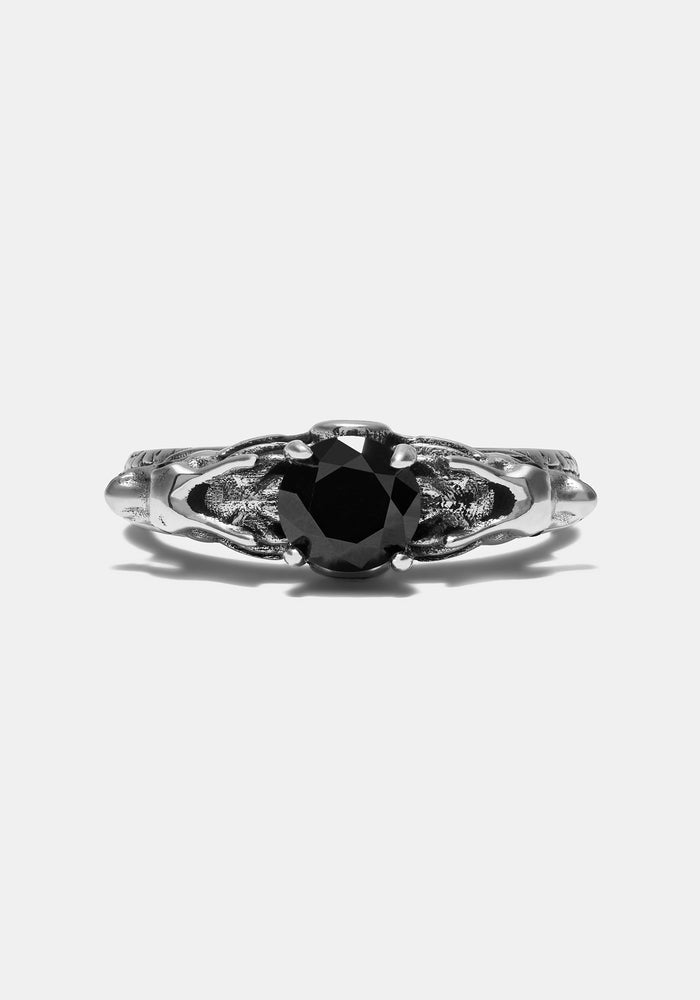 Querida Sterling Silver Black Spinel Dragon Ring