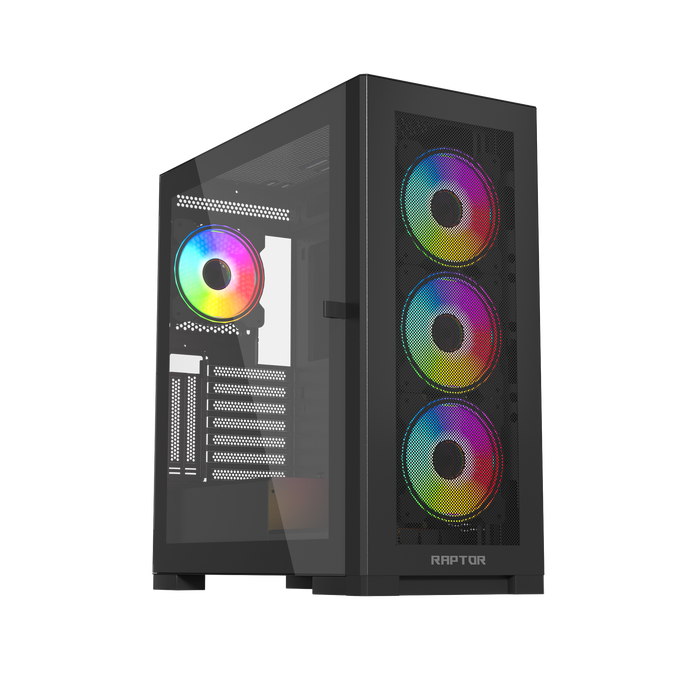 Raptor 290-XL ARCTIC HAWK RGB Mid Tower Case - Black - شركة القيم العالمية للحاسبات