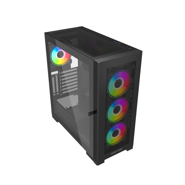 Raptor 290-XL ARCTIC HAWK RGB Mid Tower Case - Black - شركة القيم العالمية للحاسبات