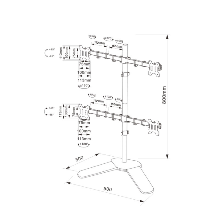 Raptor M044 Monitor Stand Base Desk Mount - 4 Arm