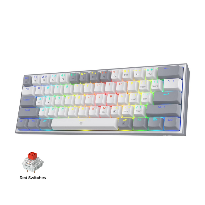 Redragon K617 Fizz 60% Mechanical Gaming Keyboard - Gray White - شركة القيم العالمية للحاسبات