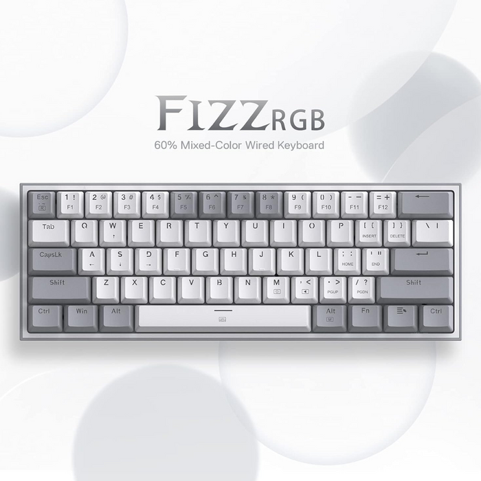 Redragon K617 Fizz 60% Mechanical Gaming Keyboard - Gray White - شركة القيم العالمية للحاسبات
