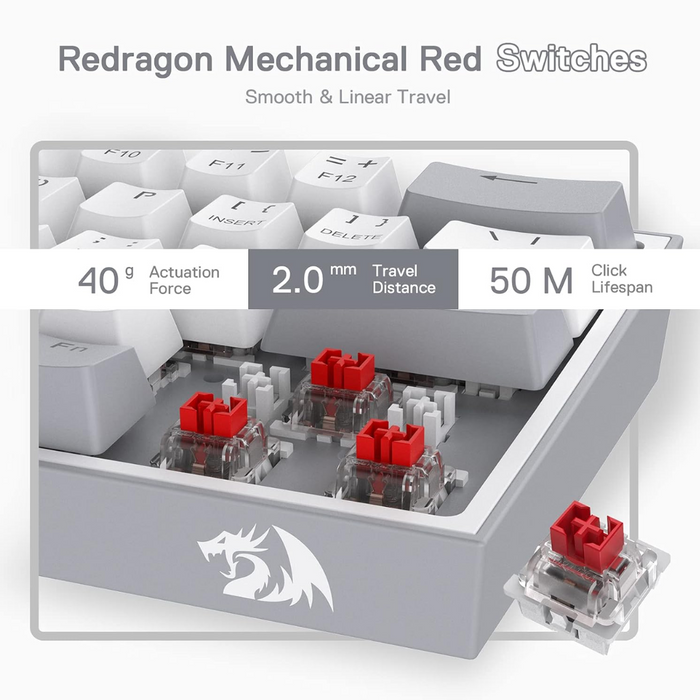 Redragon K617 Fizz 60% Mechanical Gaming Keyboard - Gray White - شركة القيم العالمية للحاسبات