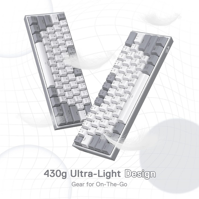 Redragon K617 Fizz 60% Mechanical Gaming Keyboard - Gray White - شركة القيم العالمية للحاسبات