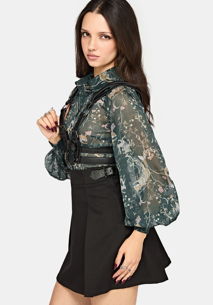 Renard Print Chiffon Shirt