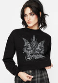 Requiem Graphic Print Crew Neck Crop Sweatshirt