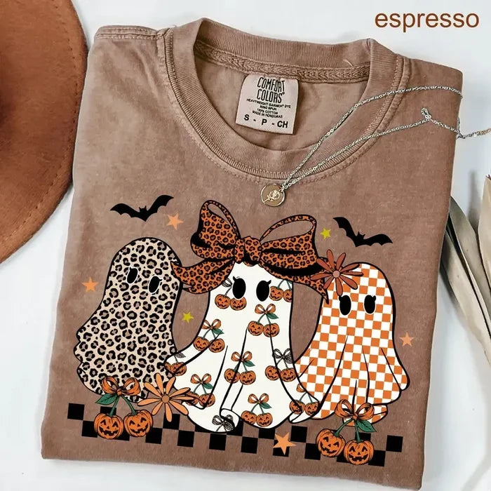 Retro Leopard Ghost Halloween Tee