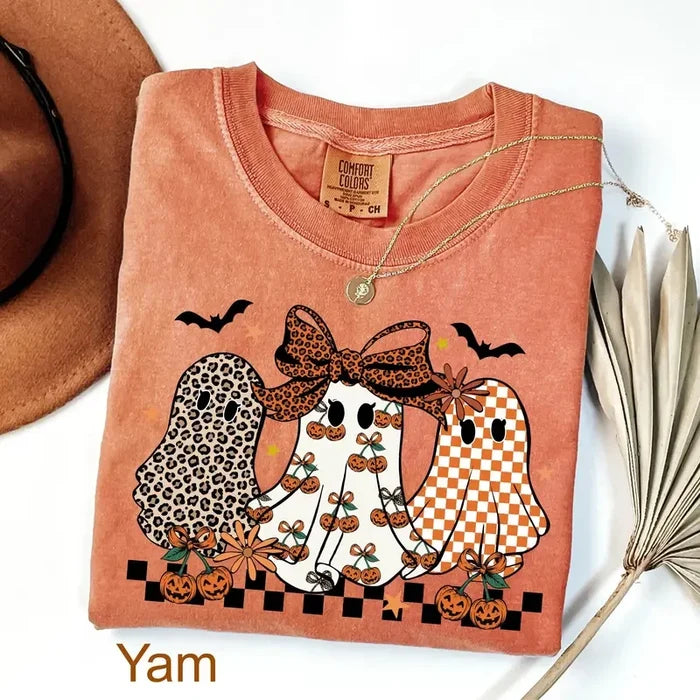 Retro Leopard Ghost Halloween Tee