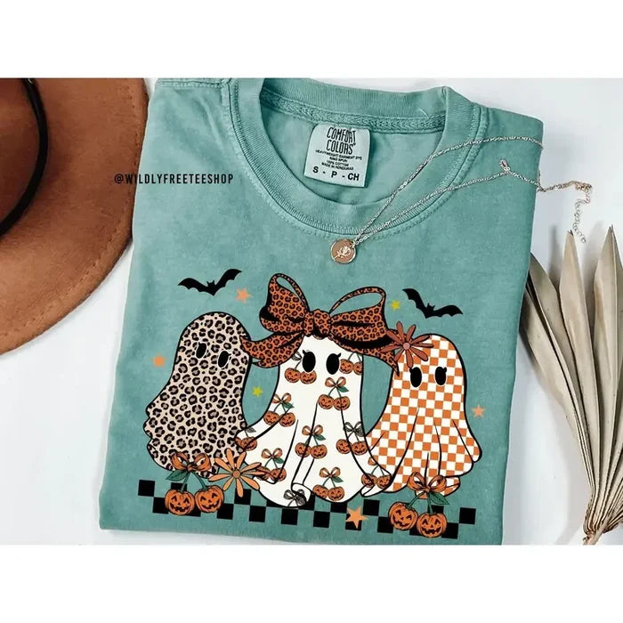 Retro Leopard Ghost Halloween Tee