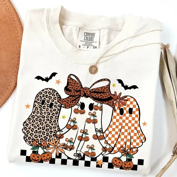 Retro Leopard Ghost Halloween Tee