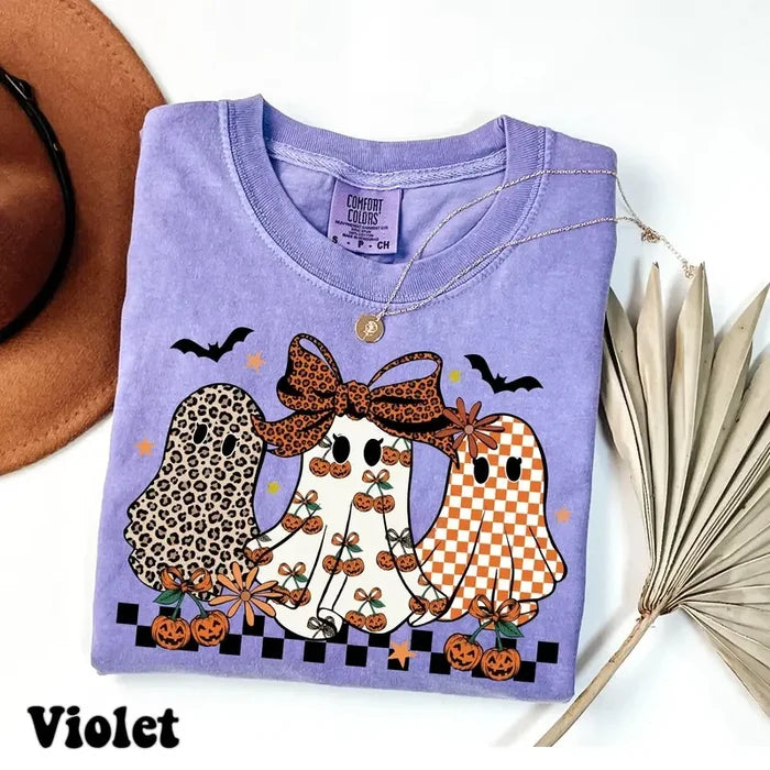 Retro Leopard Ghost Halloween Tee