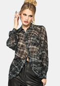 Rhoswen Snake Check Cross Over Long Sleeved Shirt US 6