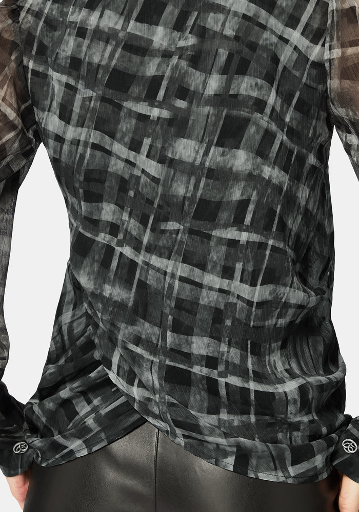 Rhoswen Snake Check Cross Over Long Sleeved Shirt US 6