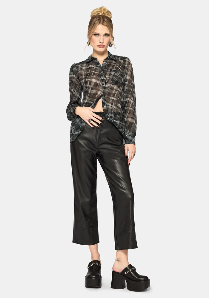 Rhoswen Snake Check Cross Over Long Sleeved Shirt US 6