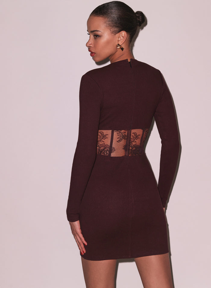 Rib & Bouquet Lace Boned Dress-amarena