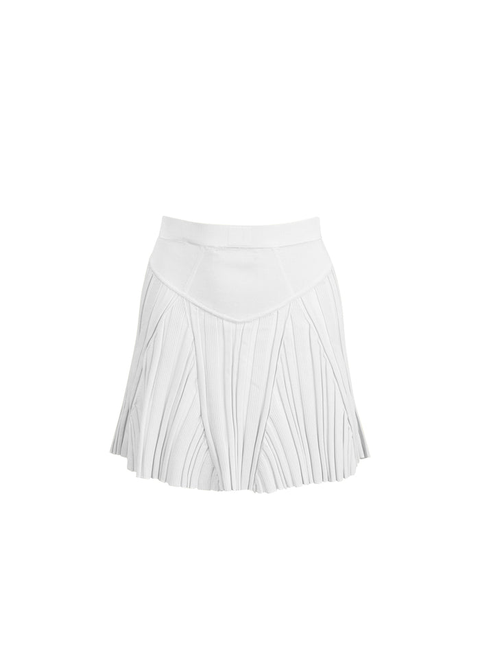 Rib Flared Skirt-ivory