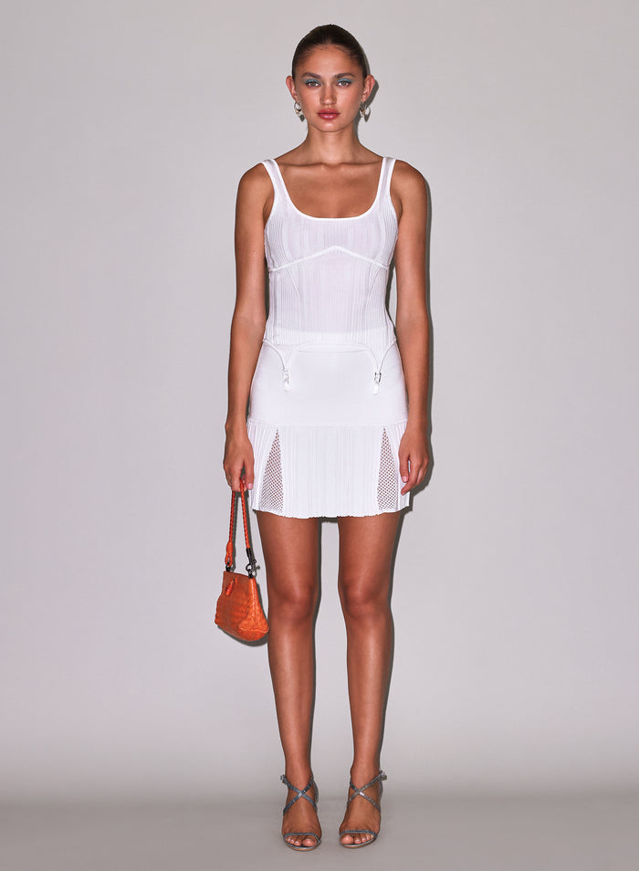 Rib Garter Top-ivory