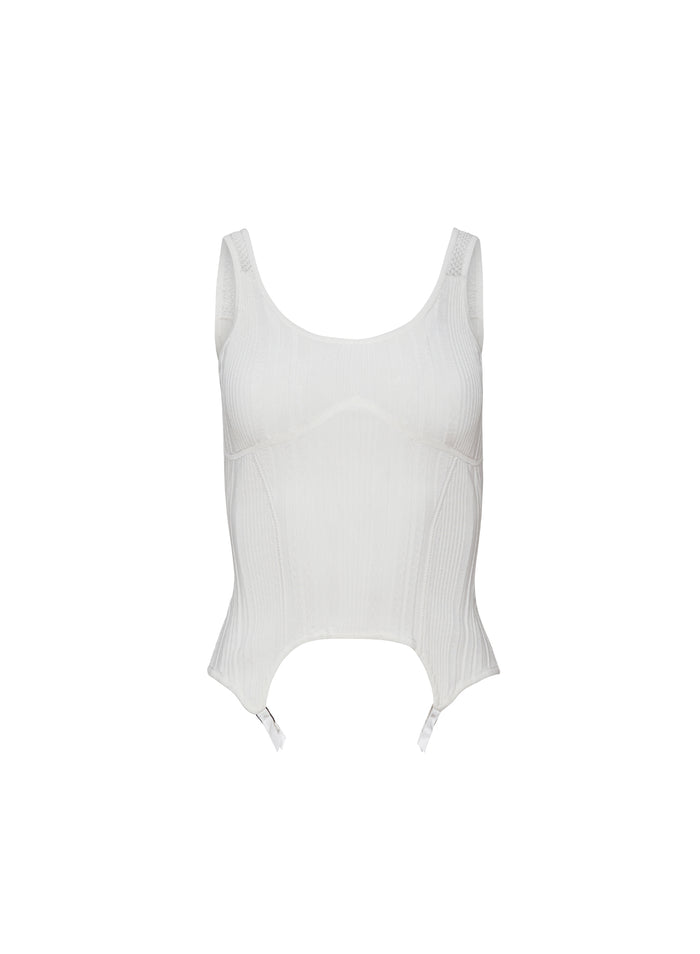 Rib Garter Top-ivory