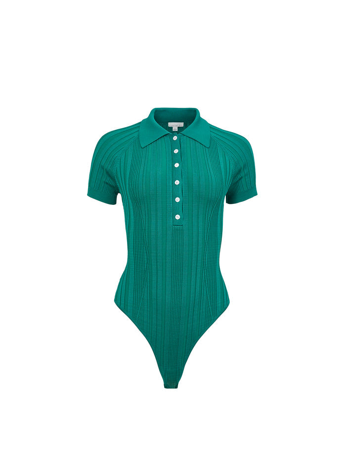 Rib Polo Bodysuit-lucky